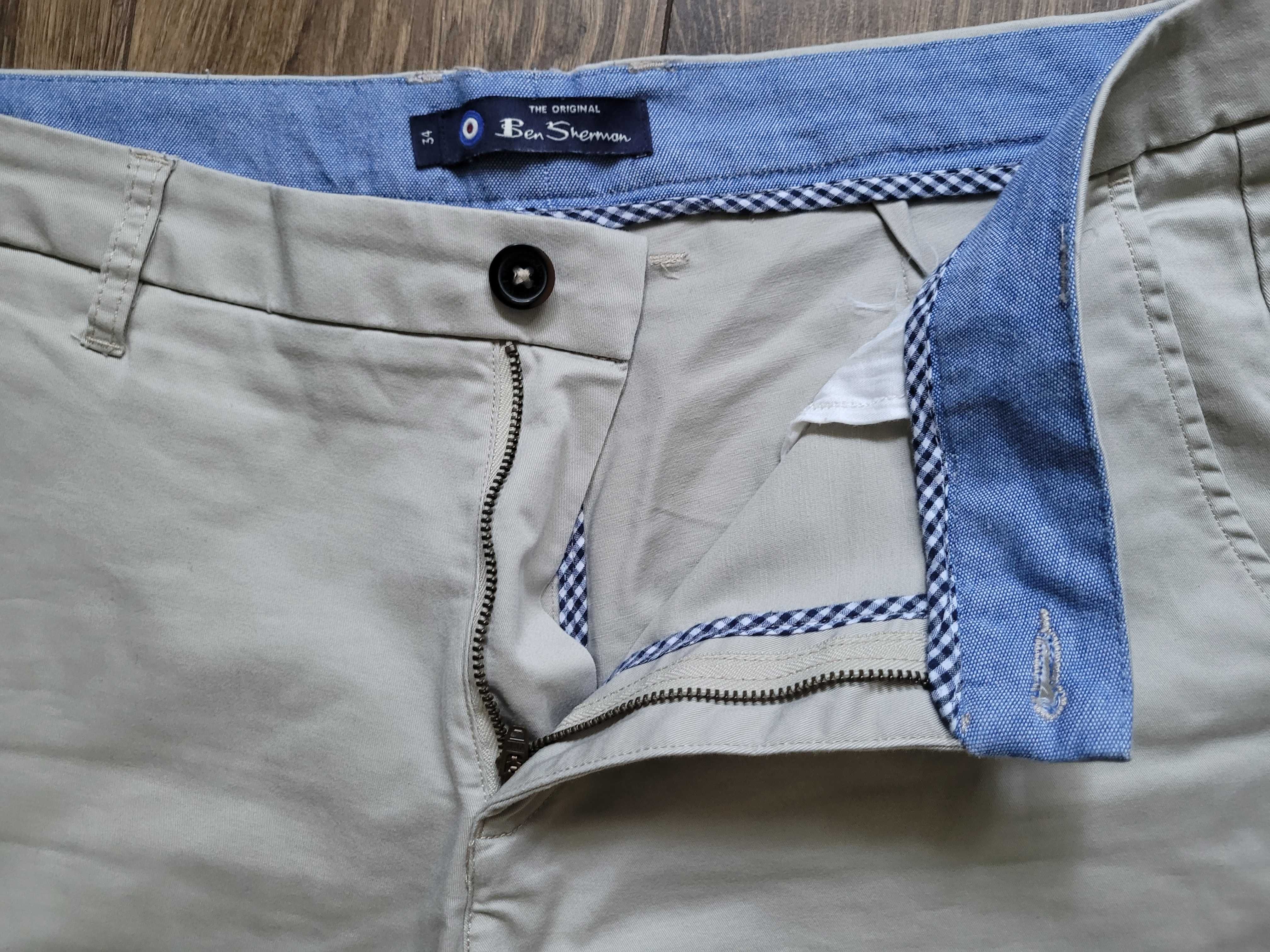 spodenki bermudy szorty chino Ben Sherman W34 beżowe bawełna