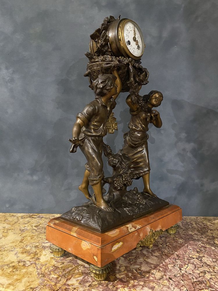Zegar kominkowy figuralny - Francja XIX w. Moreau