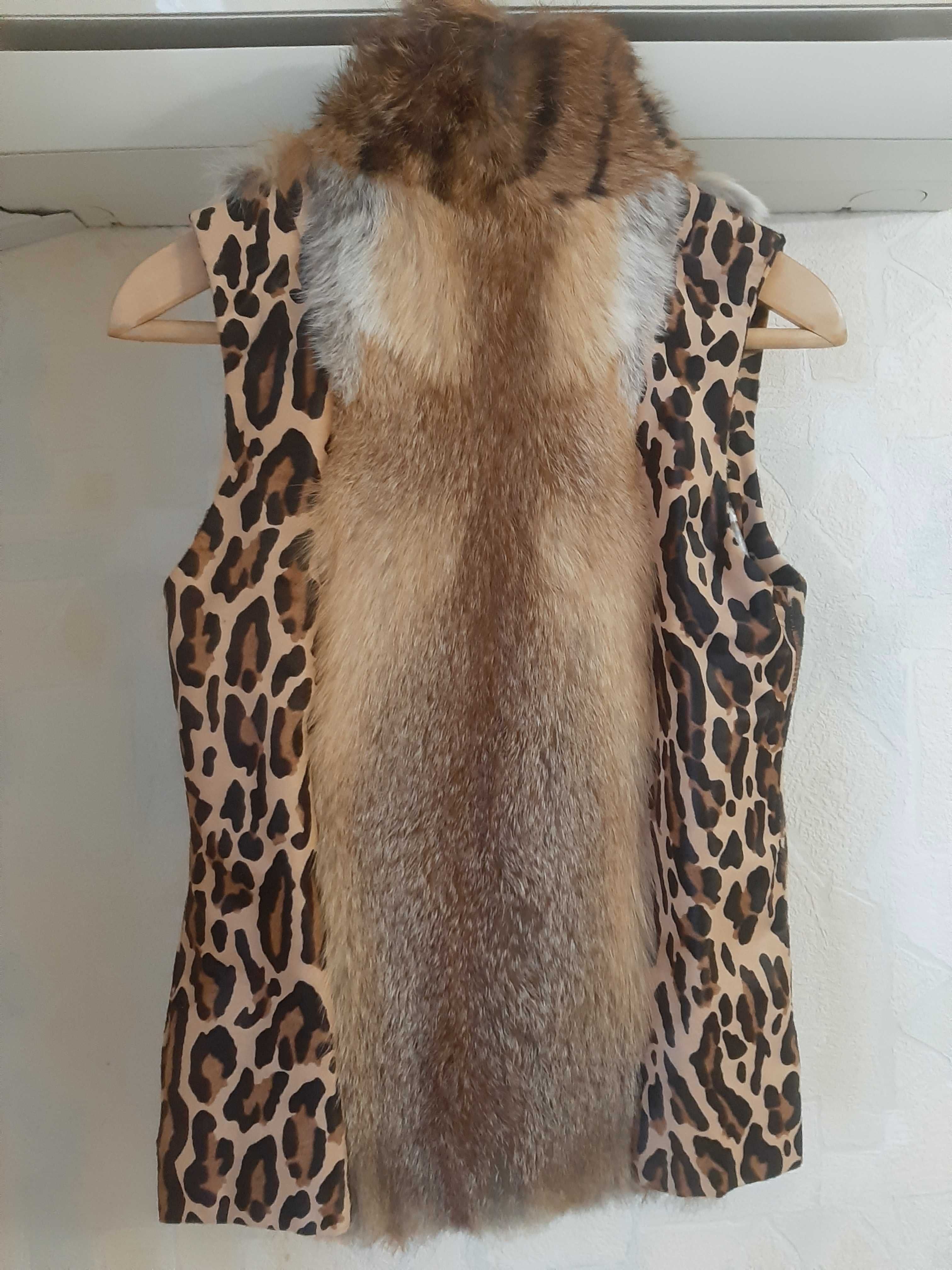 Куртка кожаная и меховой жилет из лисы. Комплектом или отдельно. 44-46