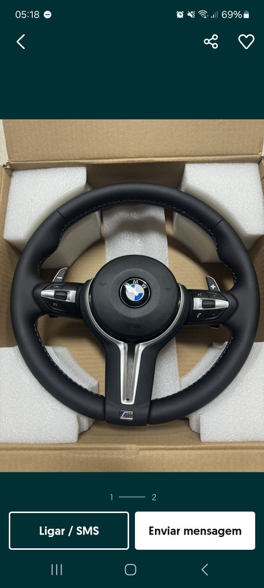 Bmw f10 f11 f01 f06 f12 f13 volante desportivo com patilhas NOVO !