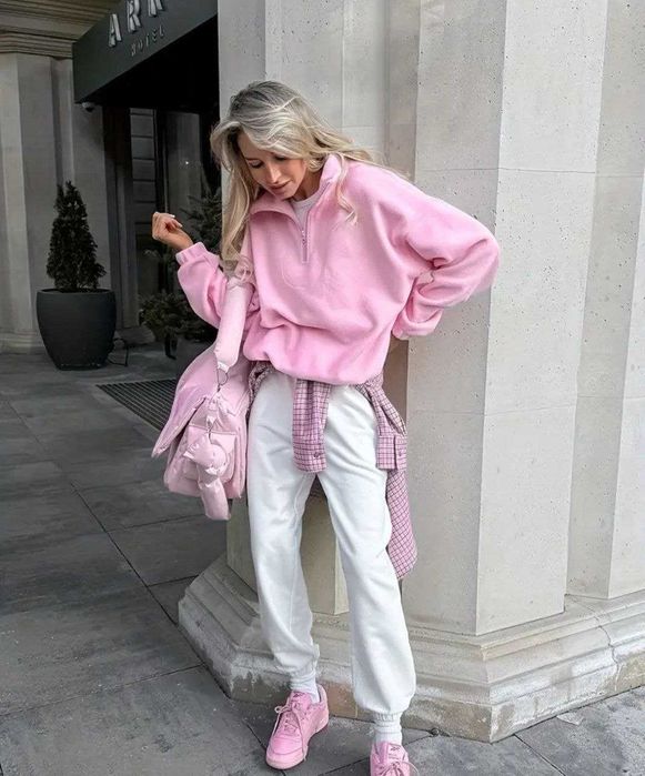 Стильна тепла кофта/фліска рожевого кольору