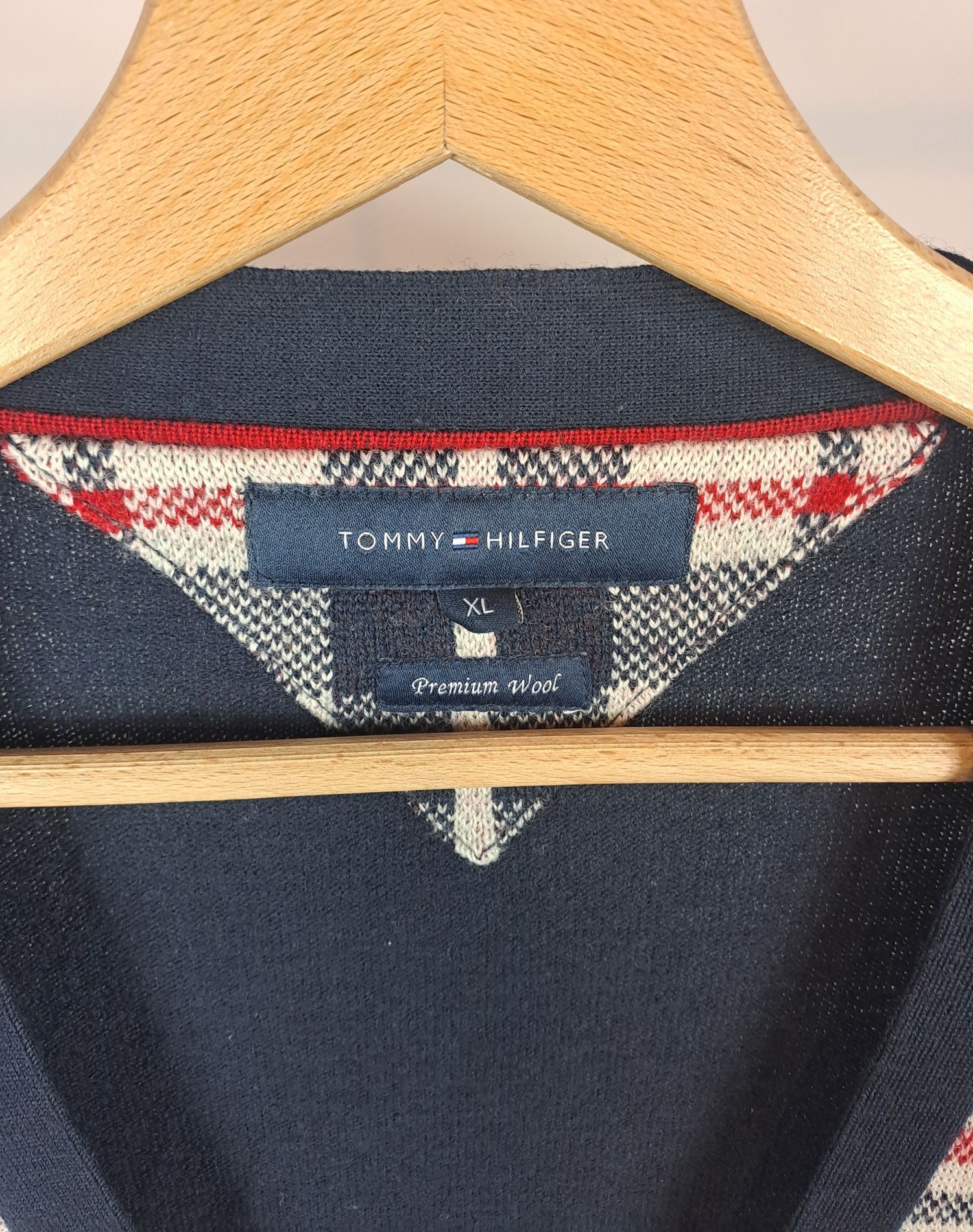 Tommy Hilfiger męski sweter kardigan cardigan rozpinany wełna r.XL