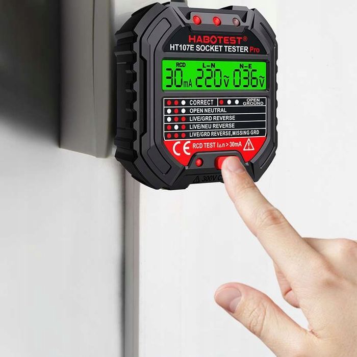 Tester Gniazd Elektrycznych Sieciowych LCD + Próbnik Tester Napięcia