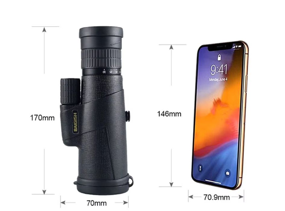 Монокуляр/телескоп/монокль Baigish 10-30x42 з штативом та кліпсою для