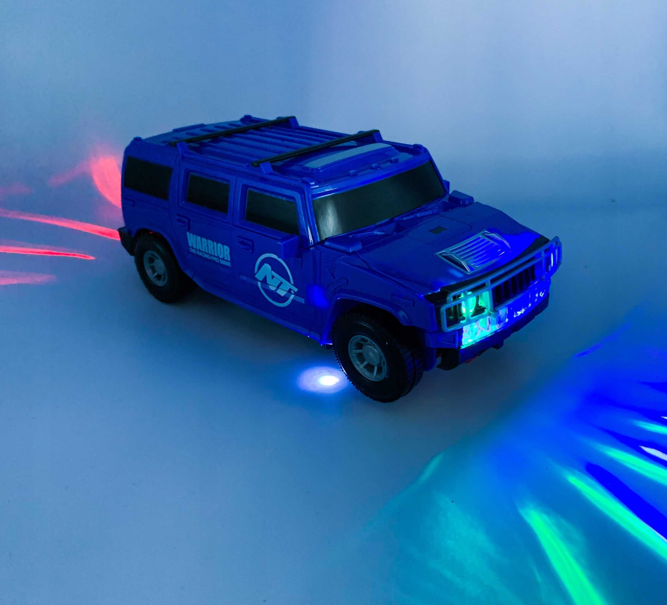 Auto robot na baterie przemienia się jeździ świeci samochód