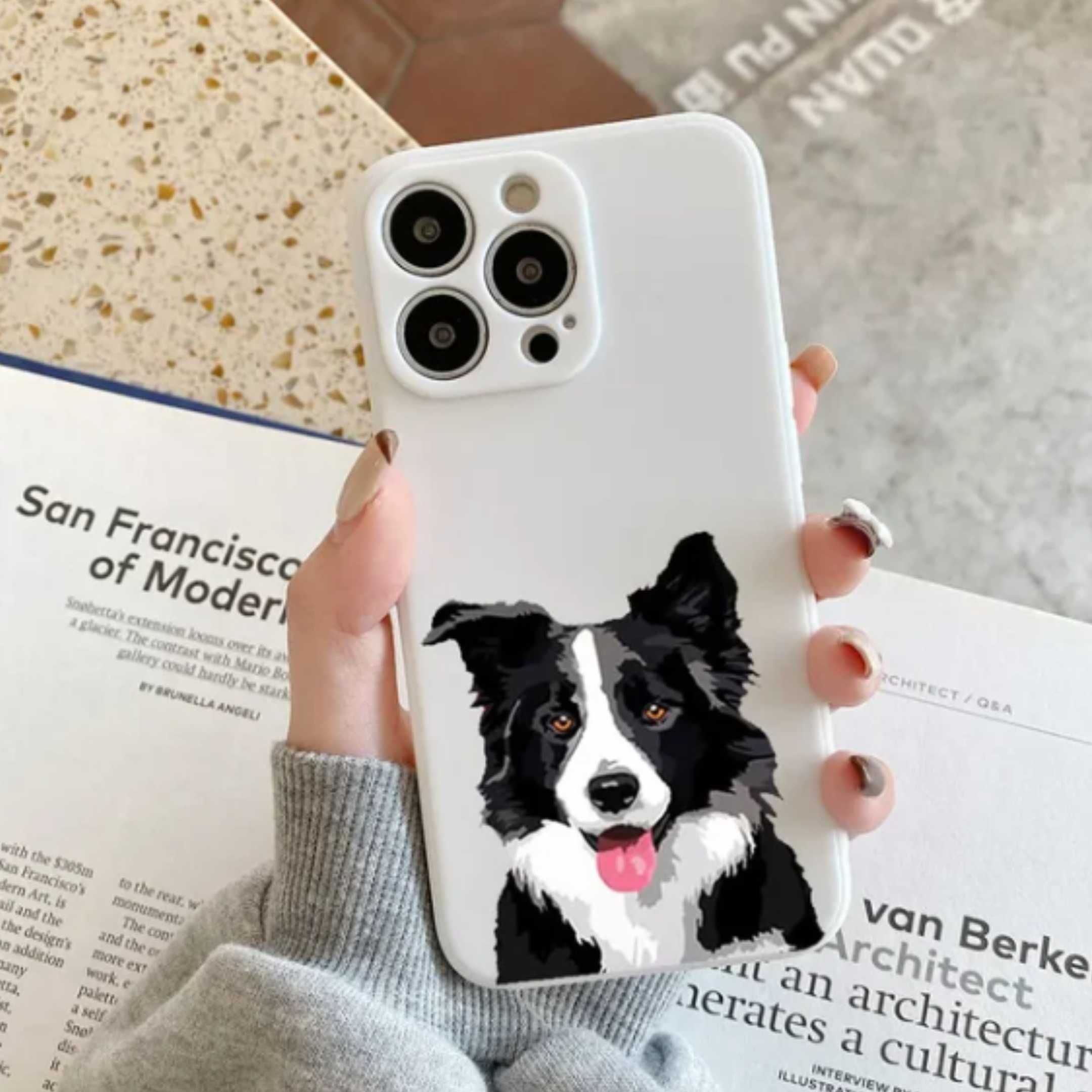 etui case na telefon z psem Border Collie