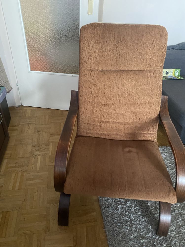 Fotel bujany ala Ikea brązowy drewno