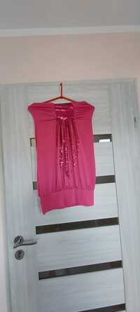 Sukienka różowa S tunika z cekinami bez ramiączek