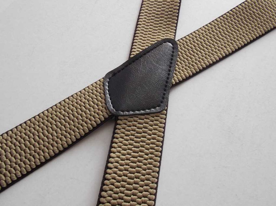 Мужские широкие подтяжки бежевые (Польша) / широкі підтяжки бежеві