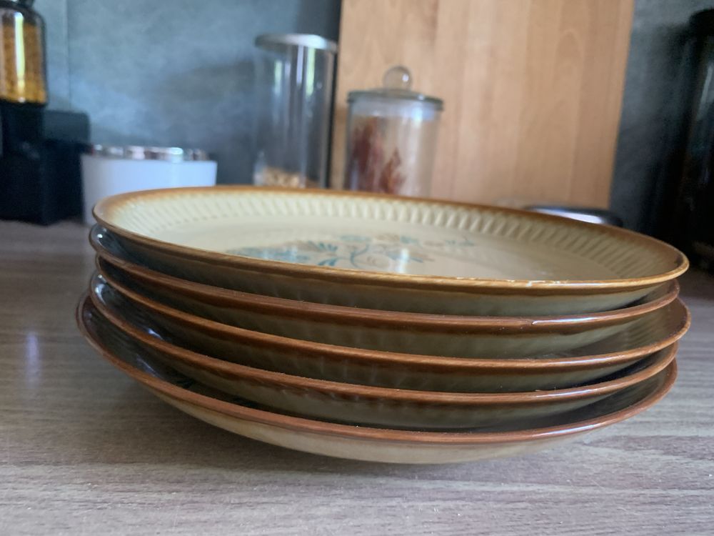 Talerze plaskie obiadowe PRL Tułowice - vintage