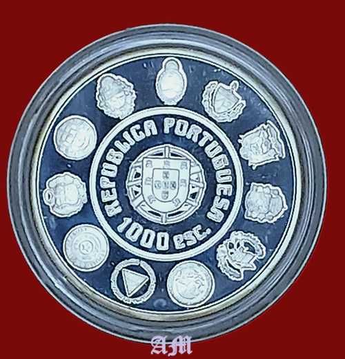 Portugal  1000$ (Escudos) O Homem e Seu Cavalo Prata Proof