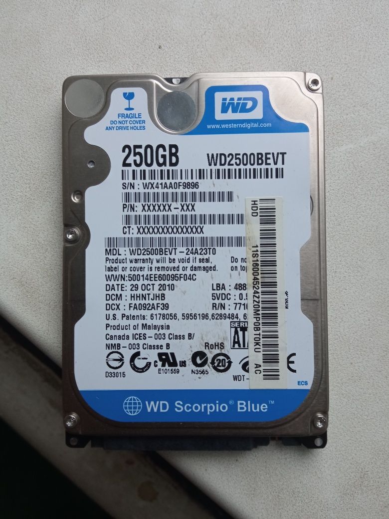 Жорсткий диск для ноутбуків WD 250gb стан супер