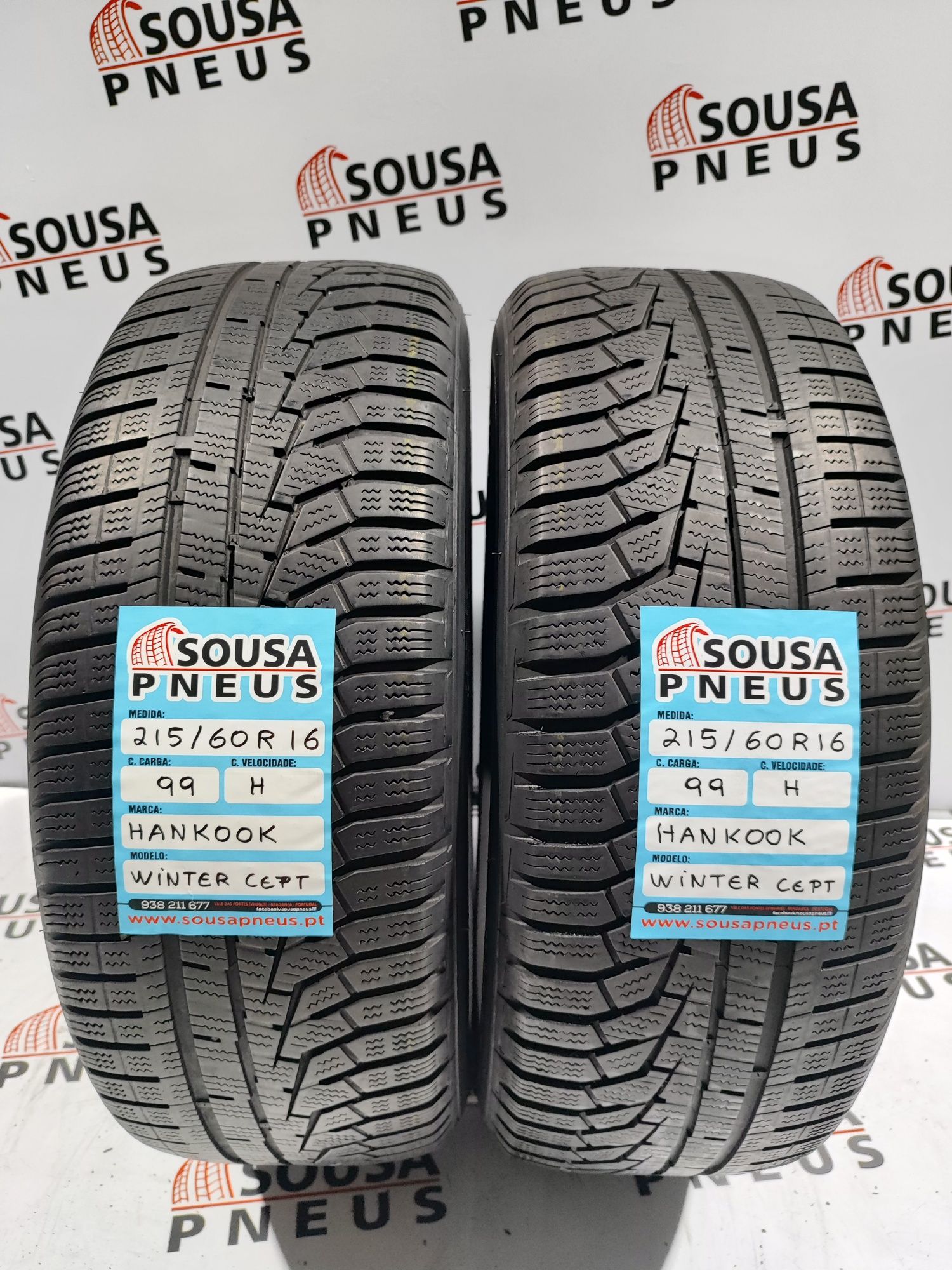 2 pneus semi novos 215-60R16 Hankook - Oferta da entrega na sua morada