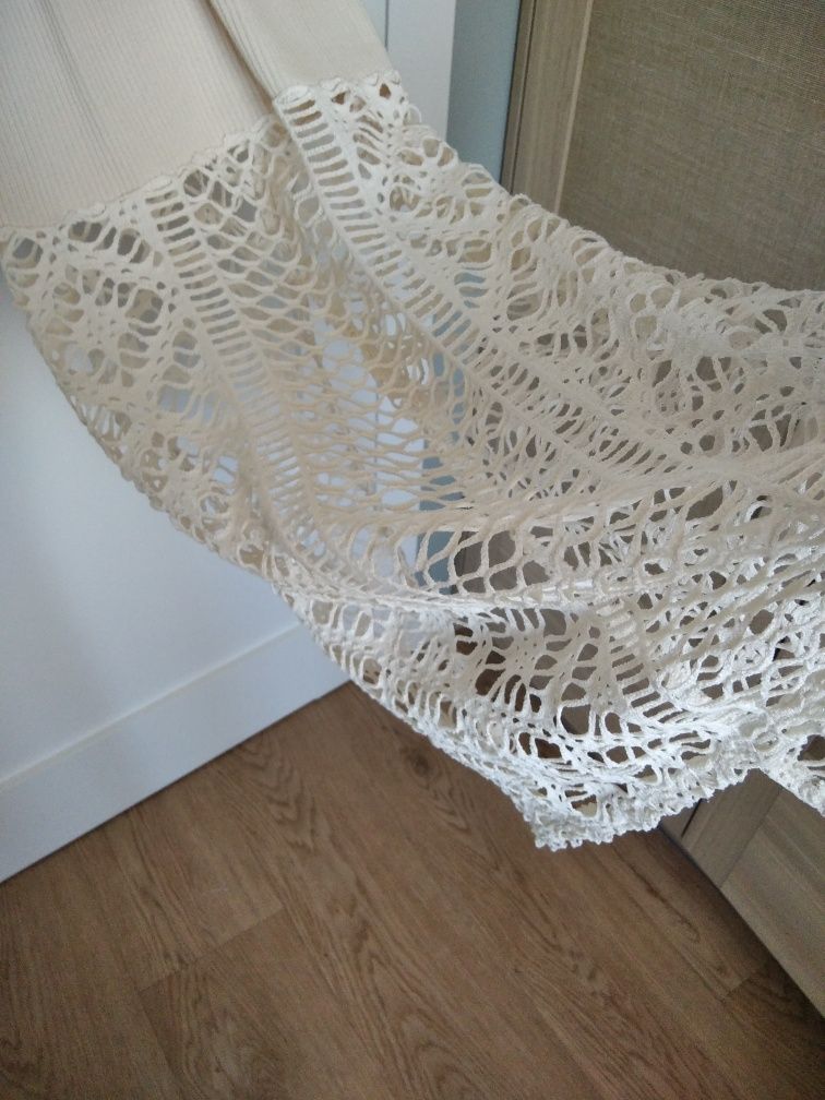 Sukienka letnia plażowa boho koronka ażurowa Zara 36 S