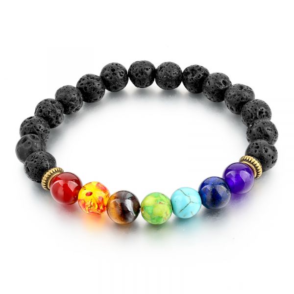 Pulseira com Pedras Vulcânicas, dos 7 Chakras 7e50 ja com portes