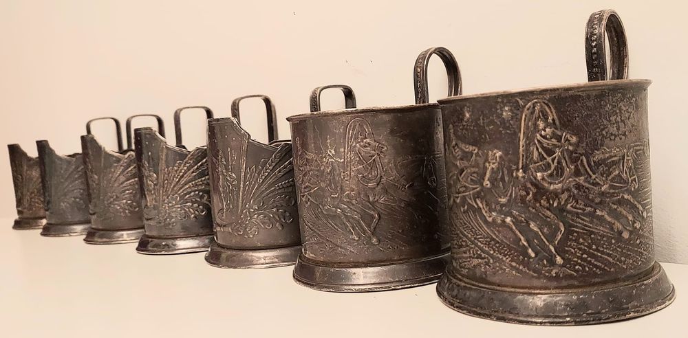 RRR ... Stare Uchwyty do Szklanek Podstakannik Rosja Radziecka 1950-19