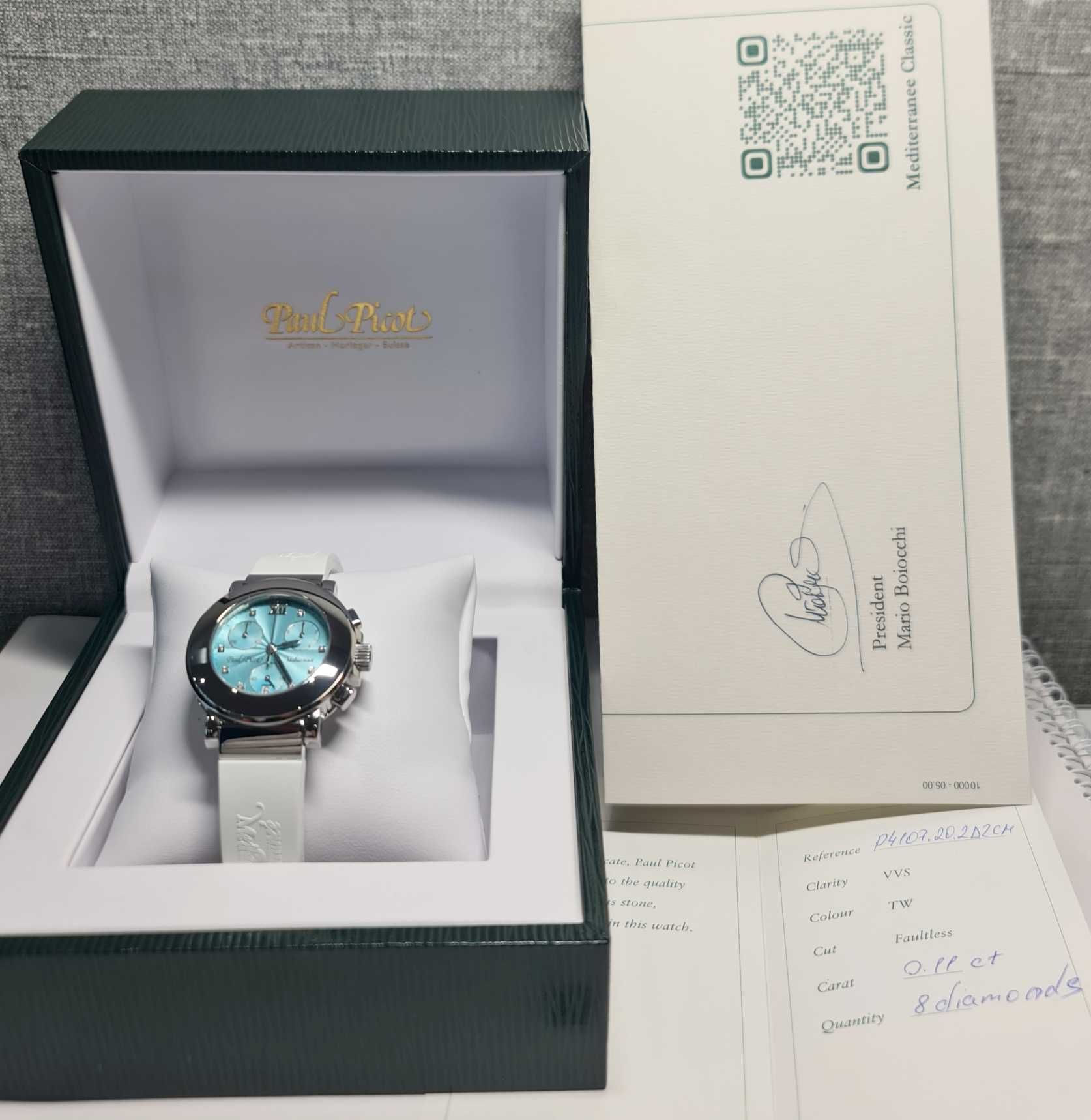 Жіночий годинник Paul Picot Mediterranee Tiffany Chronograph Diamonds