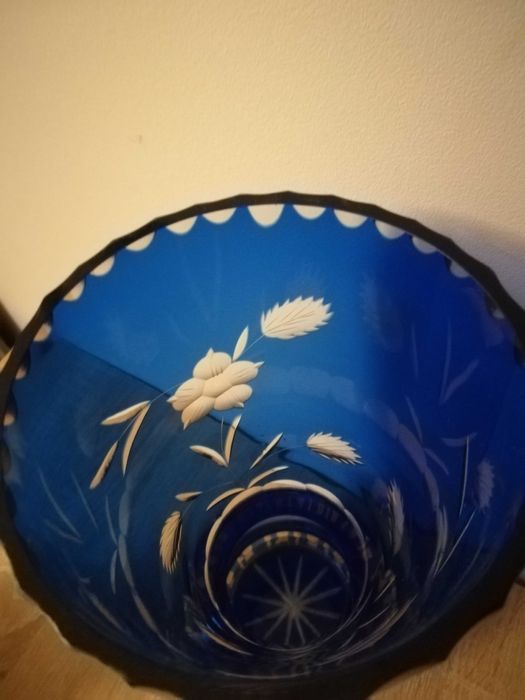 Wazon niebieski kryształowy lata 60