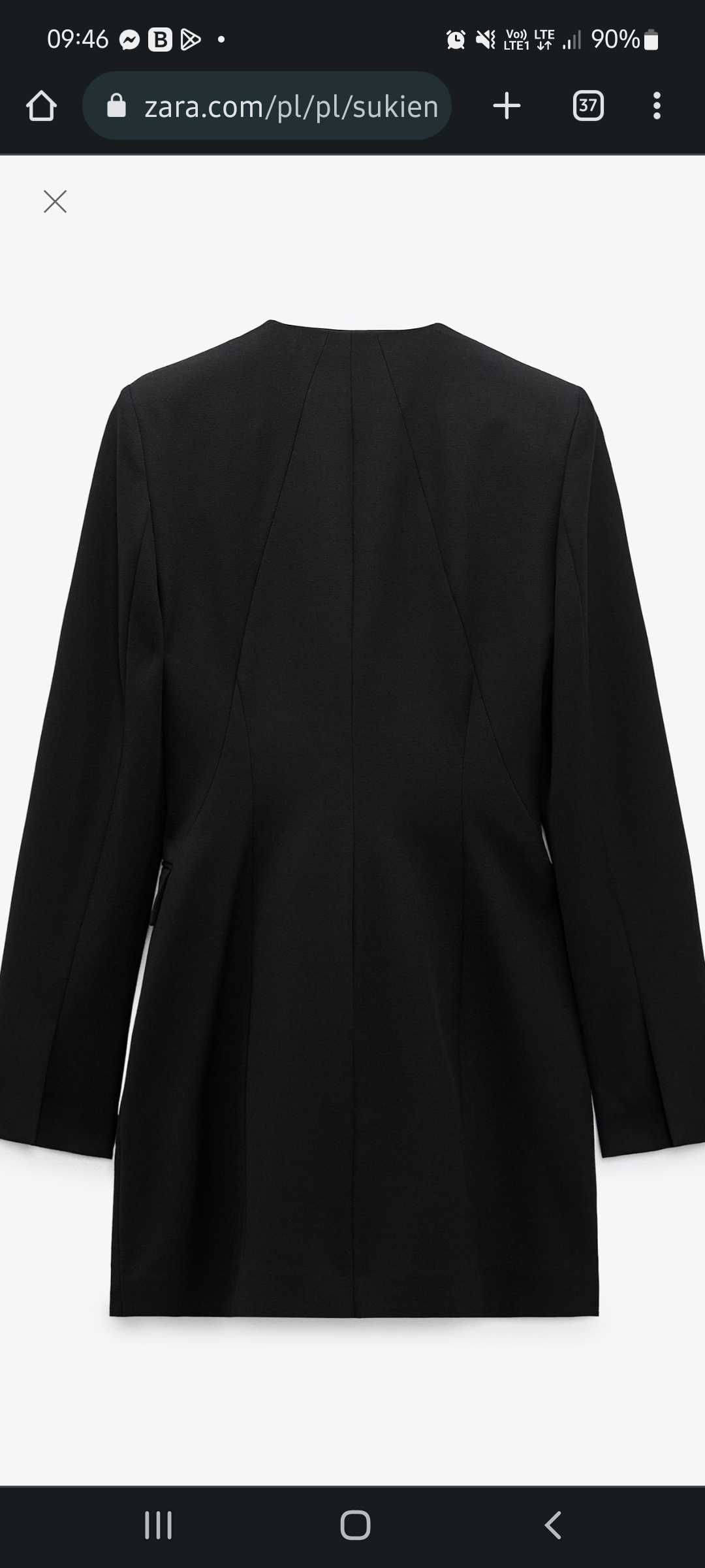 Elegancka sukienka Zara o kroju marynarki z drapowaniem XS 34 nowa