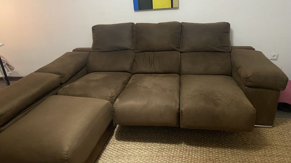 Sofa Chaise Longue castanho escuro