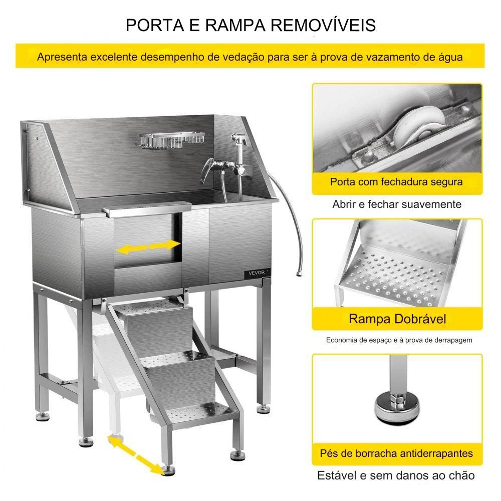Banheira de Cuidados Profissionais para Cães em aço inoxidável 201