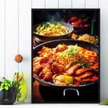 plakat reklamowy danie makaron z kurczakiem do baru i restauracji