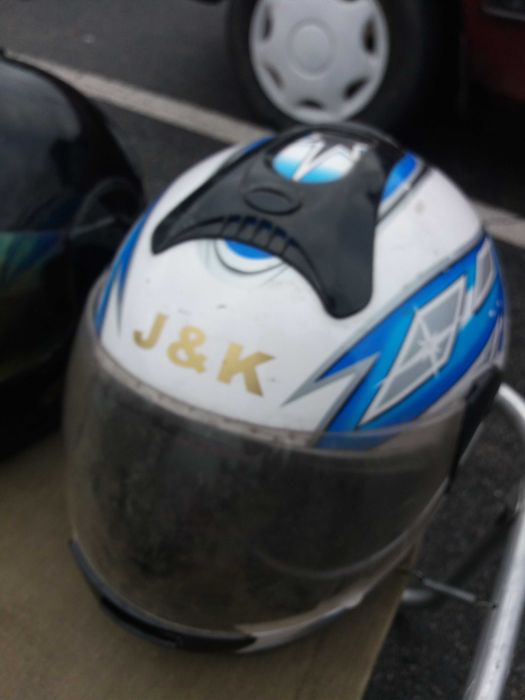 шлем-мото-вело синий с белым