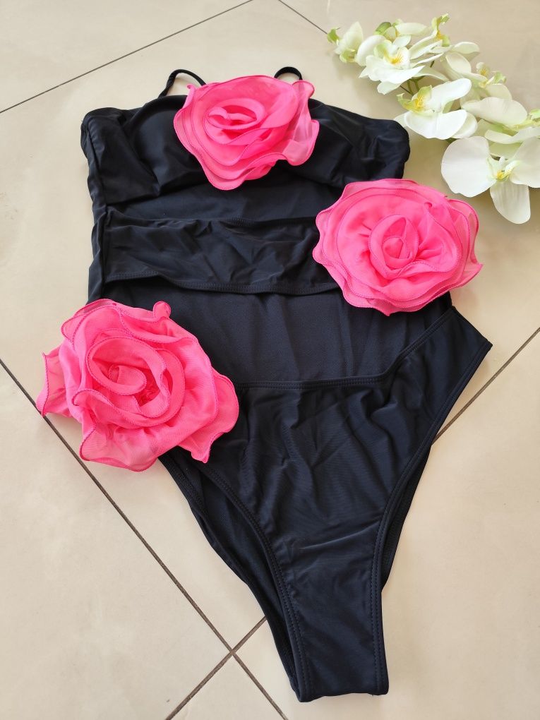 NOWY wyszczuplający XL 42 jedyny zestaw bikini z różami XL 42