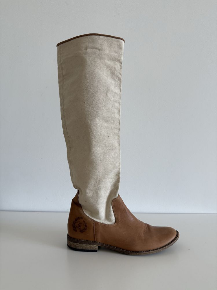 Vintage Boots - kozaki ze skóry i płótna