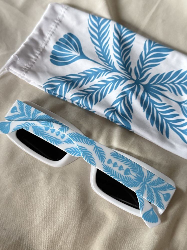 Nowe biało niebieskie okulary przeciwsłoneczne