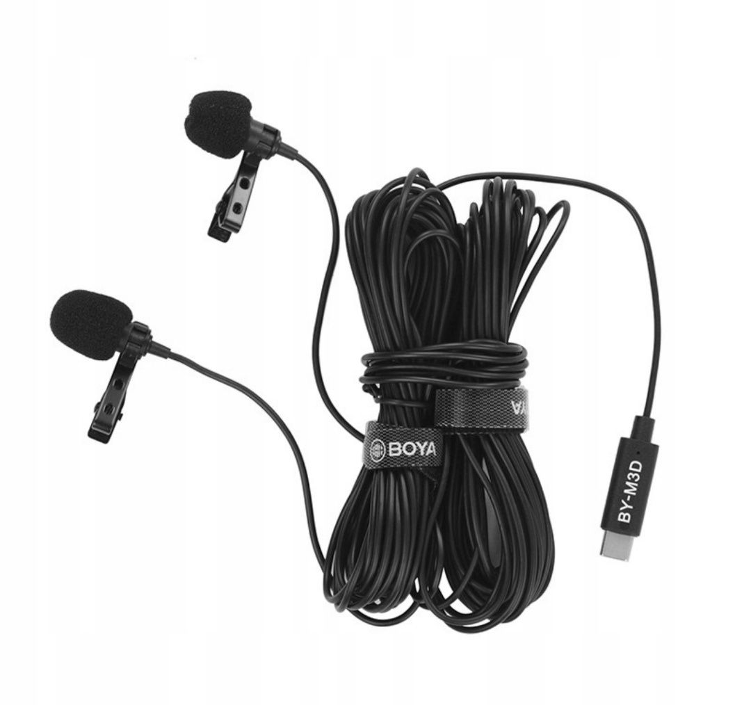 Boya BY-M3D - mikrofon krawatowy ze złączem USB-C , dwa miktorony