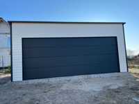 Solidny garaż blaszany z bramą segmentową Konstrukcja profil zamknięty