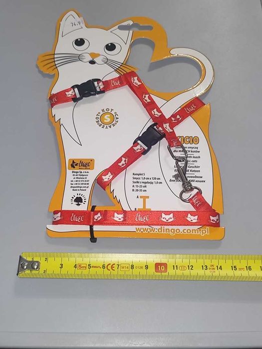 Szelki Dla Małego Kota Rozmiar S Dingo Czerwone Nowe [2]
