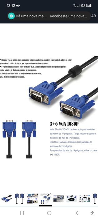cabo VGA Macho - Macho