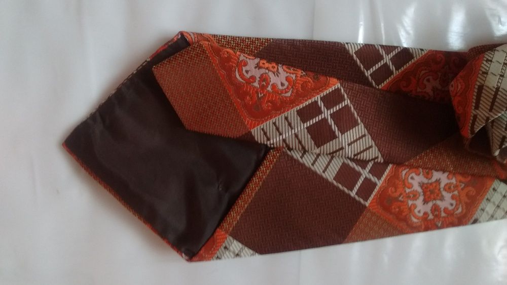 Мужской галстук советский коричневый оранжевый