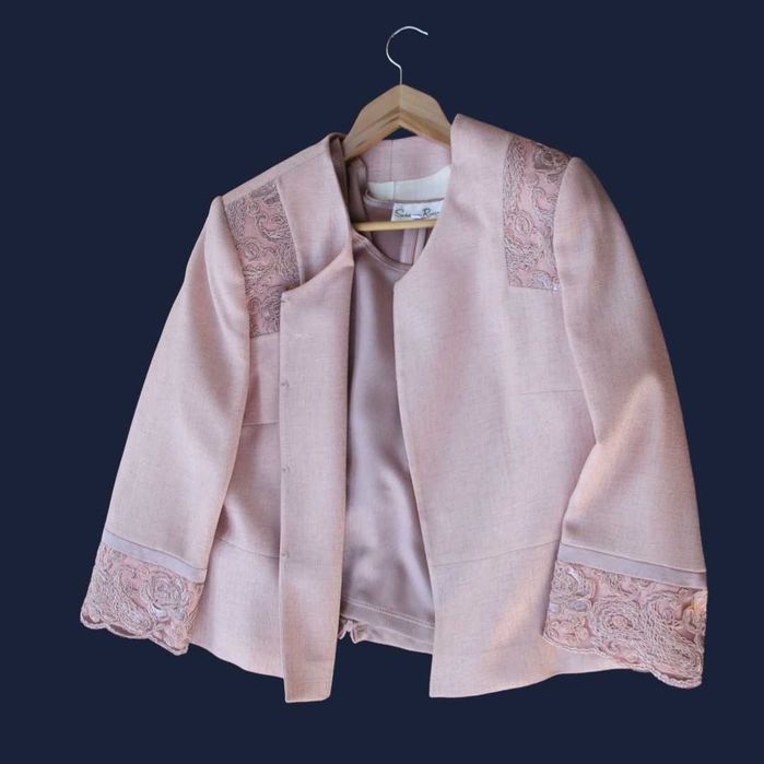 Conjunto Casaco/ Top/ Saia (50) rosa salmão
