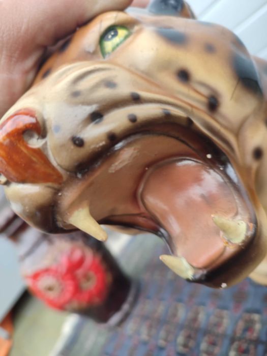 Ceramiczna Figura  Gepard  XXL - 60 CM - Ręcznie malowana - Lata 70