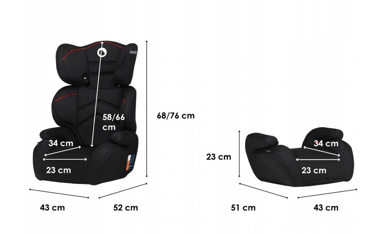 Fotelik samochodowy LIONELO LARS 15-36 KG Podstawka 2w1