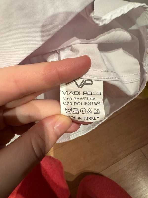 Koszula biała na spinki ViadiPolo rozmiar L kołnierz łamany