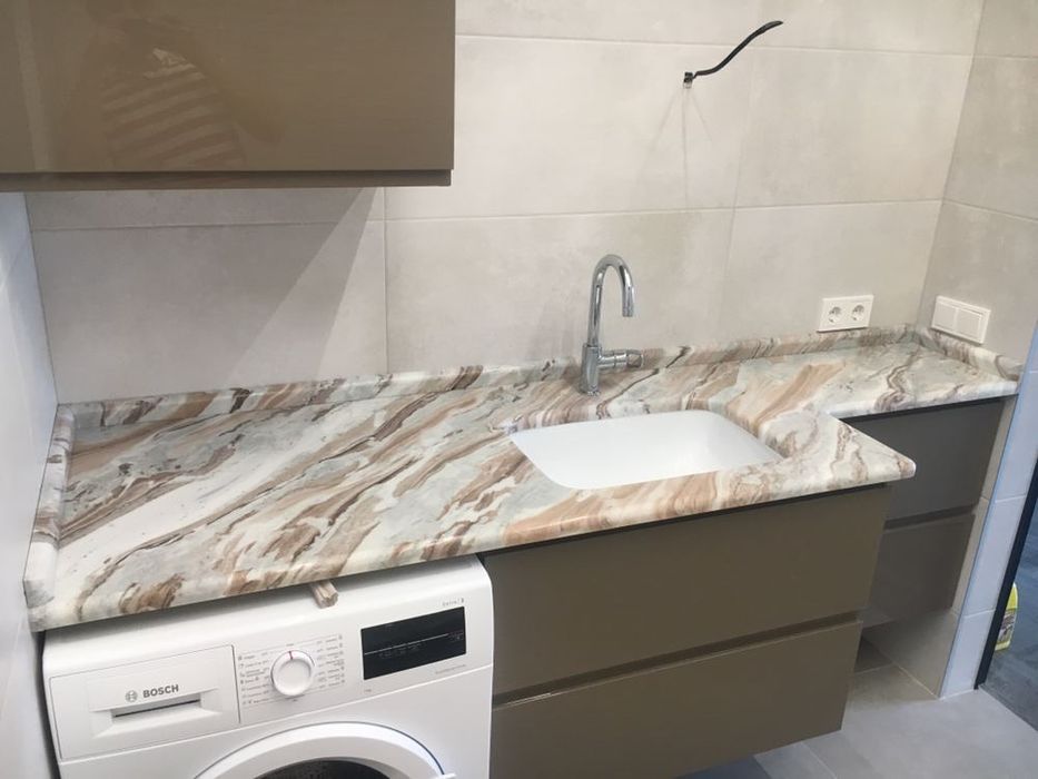 Столешница в ванную, столешница из мрамора, гранита, кварца, керамики,