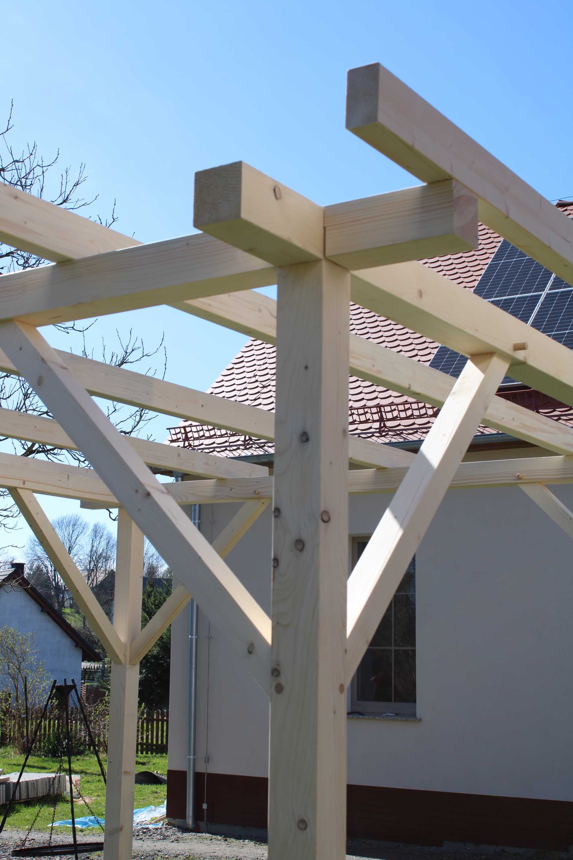 Pergola tarasowa drewniana altana 3,5m x 3,5m montowana na kołki