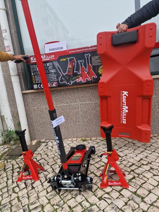 conjunto de 4 ton macaco e preguiças e cama de mecânico novos