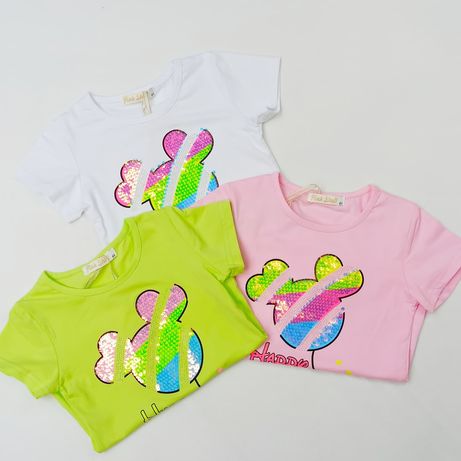 Bluzeczka t-shirt dziewczęcy cekinowy balonik Myszka Miki Mini