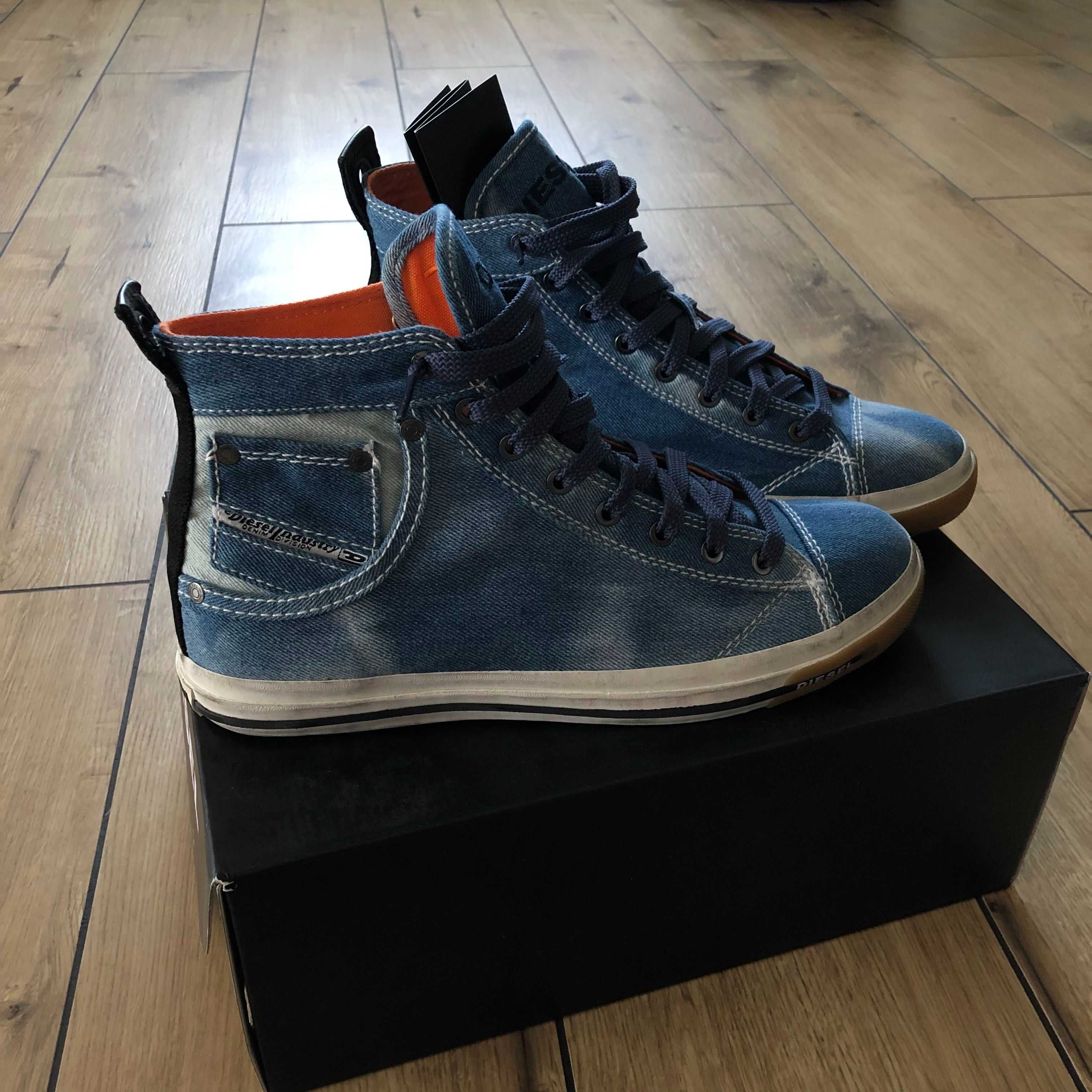 Nowe oryginalne trampki Diesel EXPOSURE I wysokie denim blau