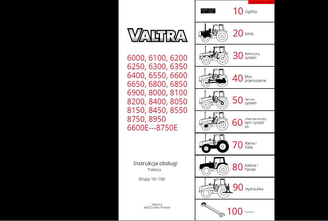 VALTRA 6000,6100,6200,6250,6300,6350,6400 instrukcja napraw po Polsku!