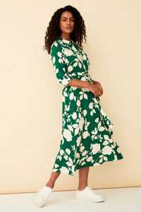 Сочное, зеленое, натуральное миди платье рубашка F&F