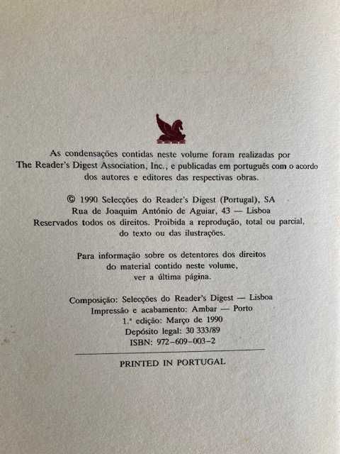 Livro condensado Reader's Digest - 1ª edição: março de 1990  (4 em 1)