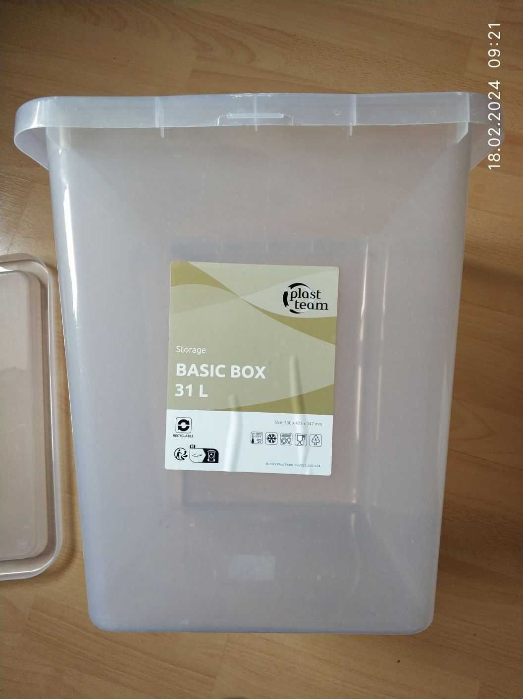 Pudło Pojemnik BASIC BOX 31L z pokrywką przezroczysty