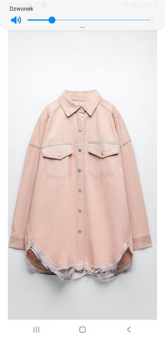 Kurtka Zara jeans różowa przetarcia kolekcja płaszcz damska oversize