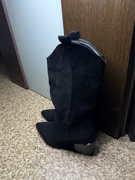 Сапоги Козаки чорні , замшиві